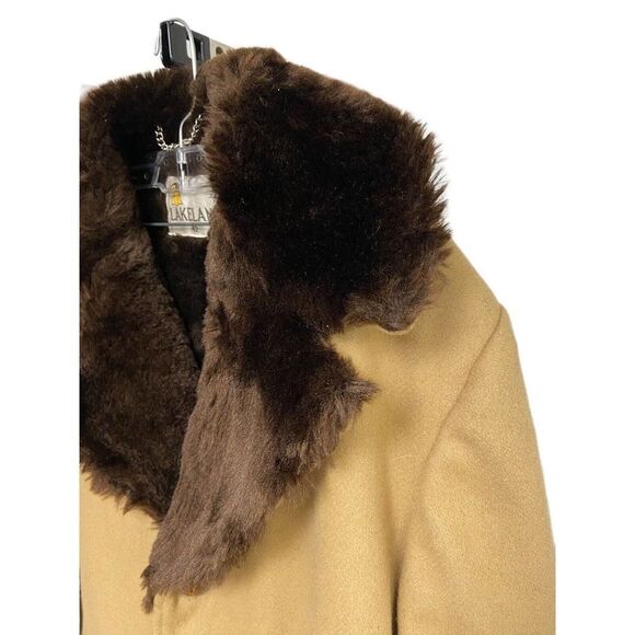 Vintage Lakeland Camel Tan Wool Blend Faux Sherpa Collar Lined Rancher Jacket 42 - Picture 2 of 12